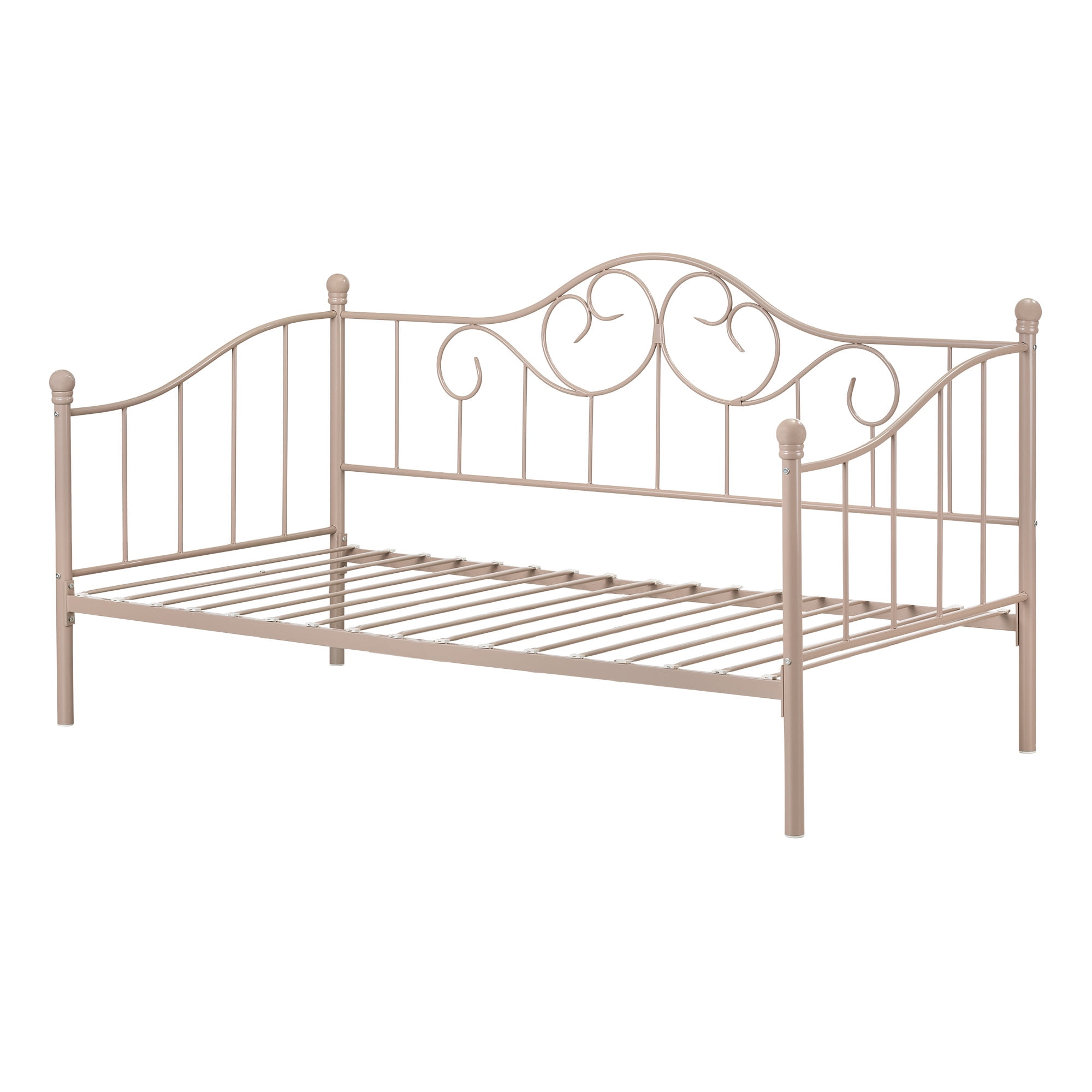 Princess Twin Pink Metal Daybed with Headboard and Slats