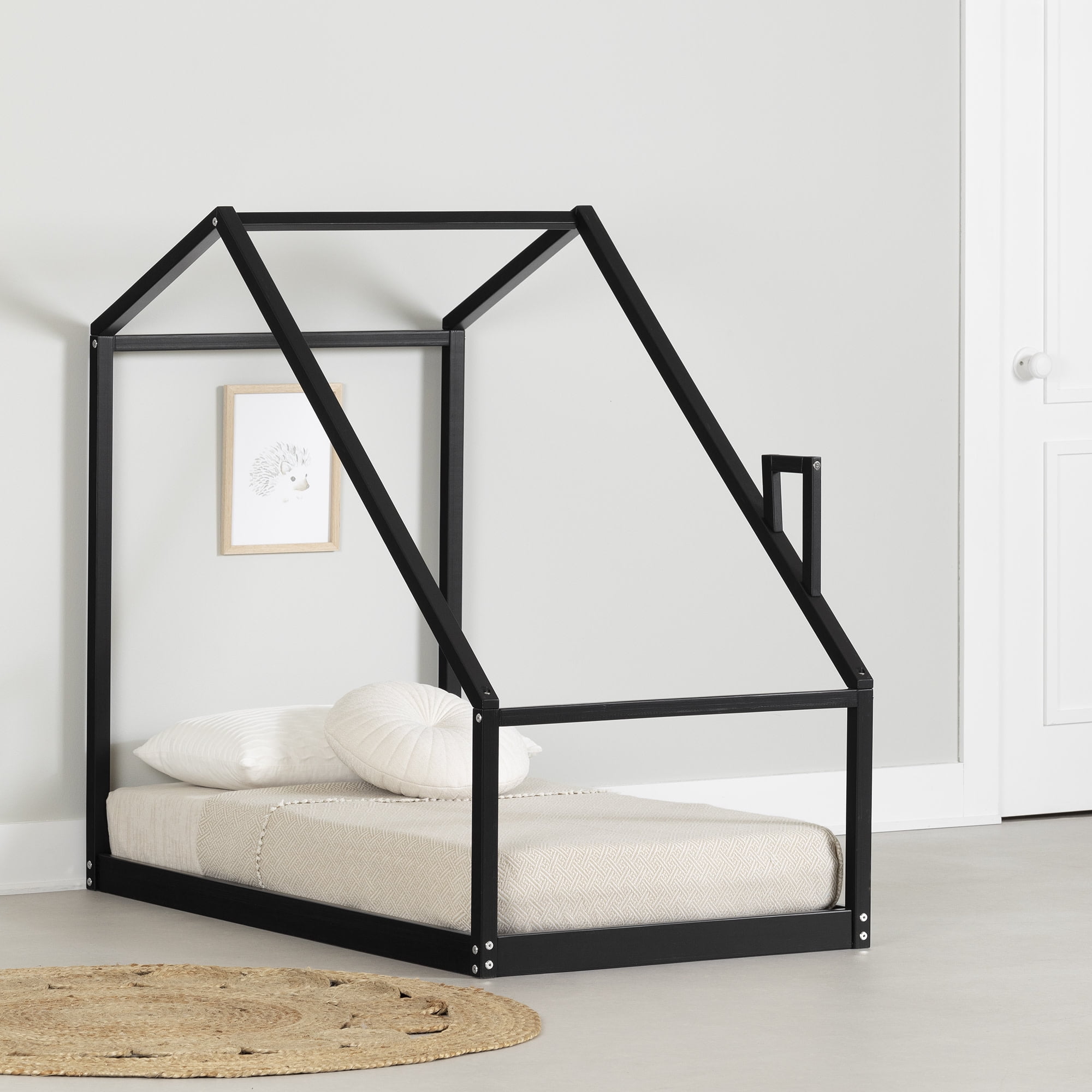 South Shore Toddler Bed Frame, Sweedi Scandinavian Style, Black, House Shaped