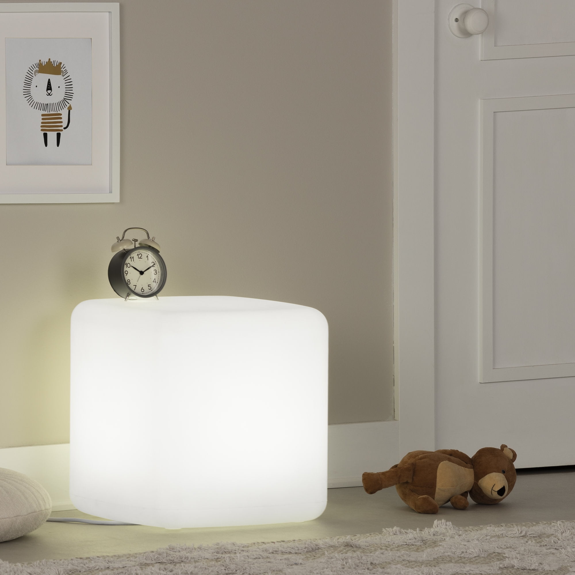 Sweedi Scandinavian Lighted Polyethylene Kids' Nightstand - White