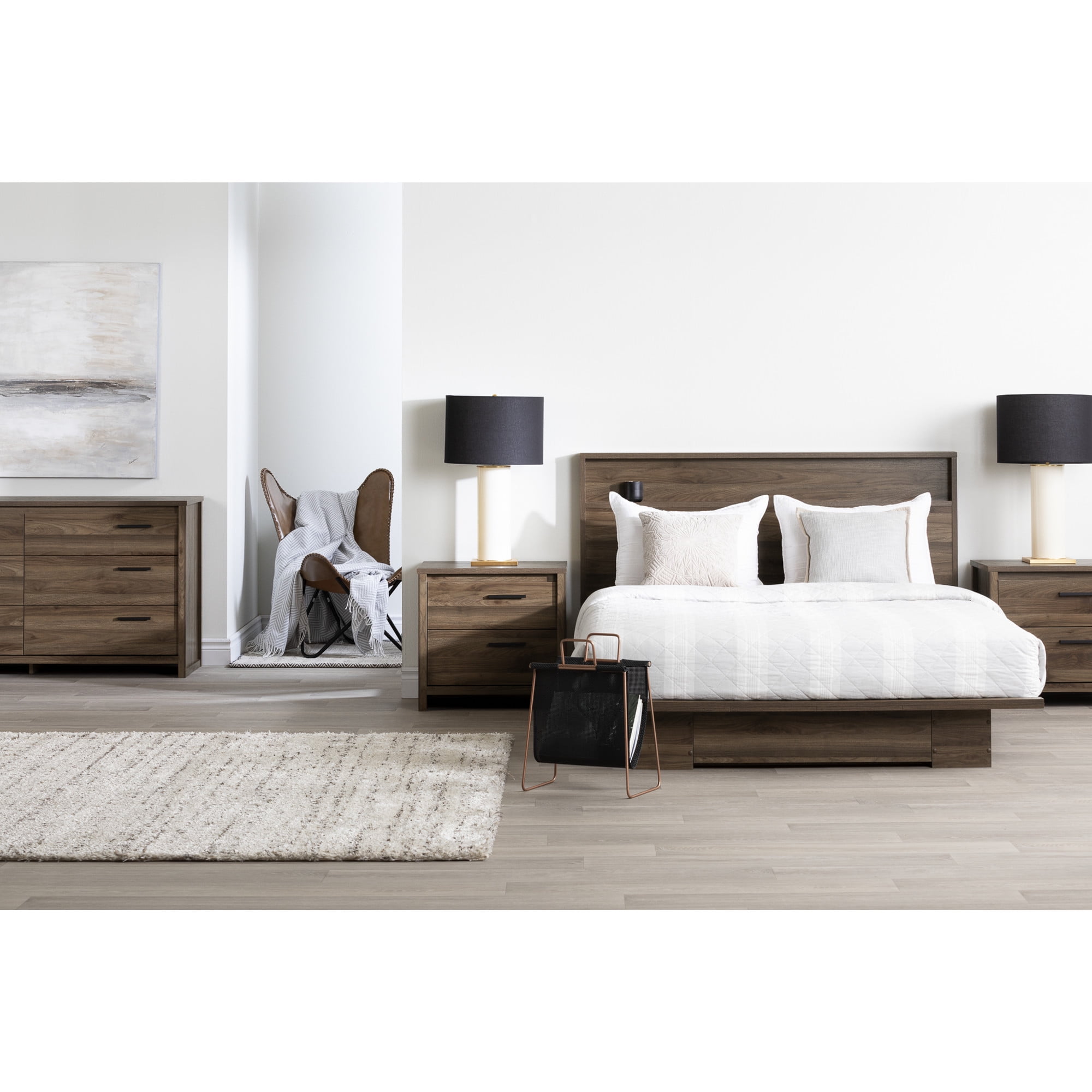 Natural Walnut 6-Drawer Double Dresser