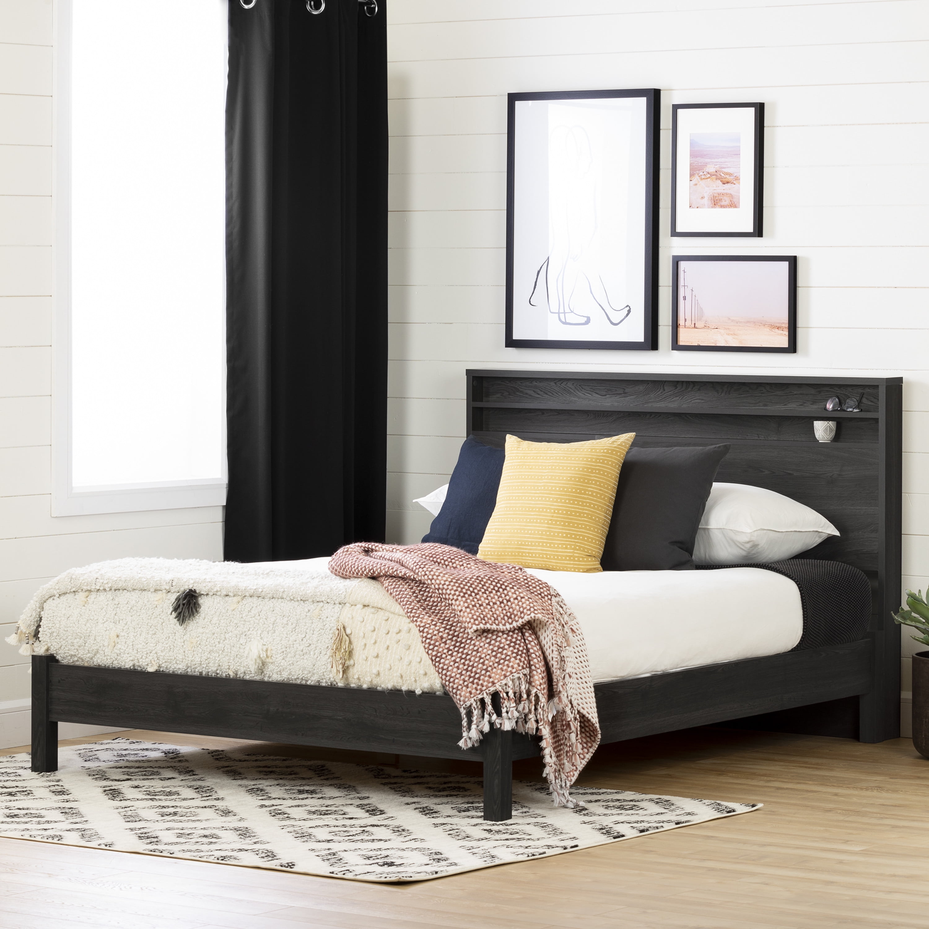 South Shore Tao Contemporary Bed and Headboard Set, Full/Queen, Gray Oak - Walmart.com