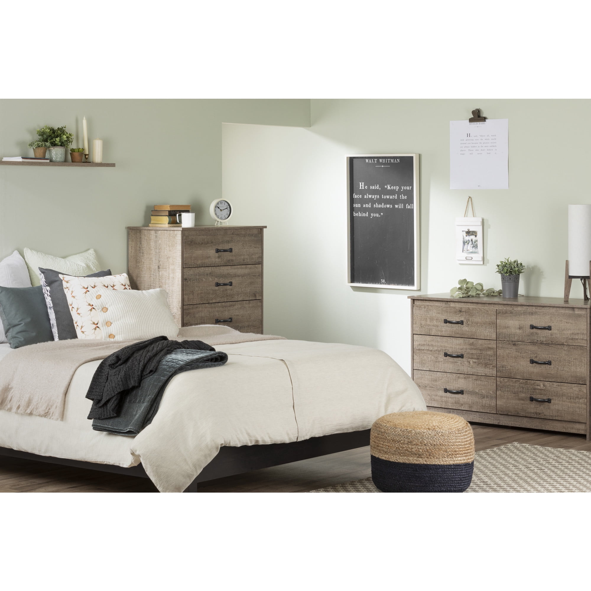 South Shore Tassio 6 Drawer Double Dresser Weathered Oak