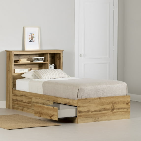 South Shore Tassio, Kids Farmhouse Bed, Twin Brown
