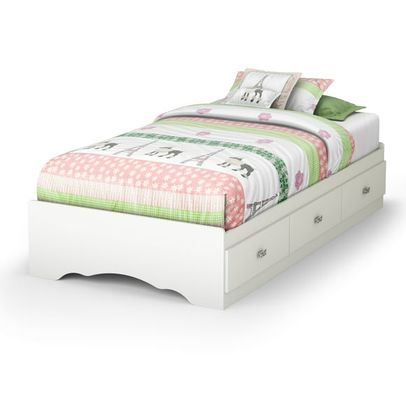 South Shore Tiara Kids Twin Storage Bed (39") with 3 Drawers, White