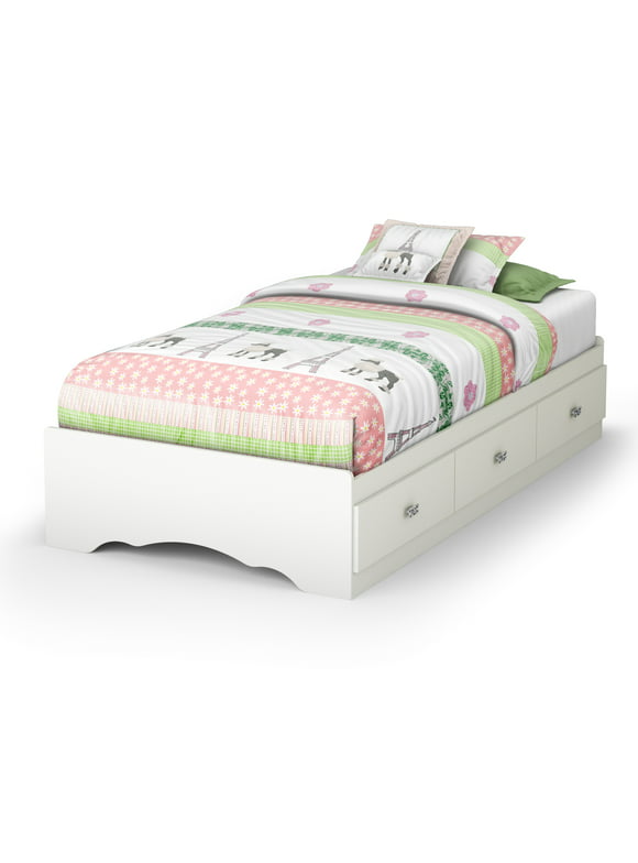 South Shore Tiara Kids Twin Storage Bed (39") with 3 Drawers, White