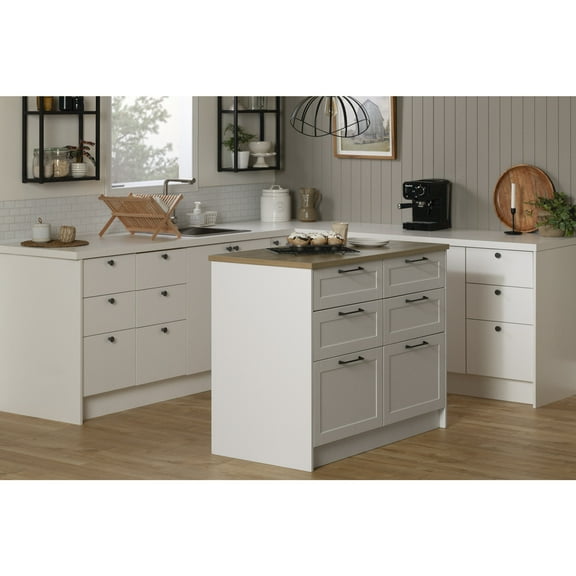 South Shore Toscano, Farmhouse Kitchen Island, Medium White
