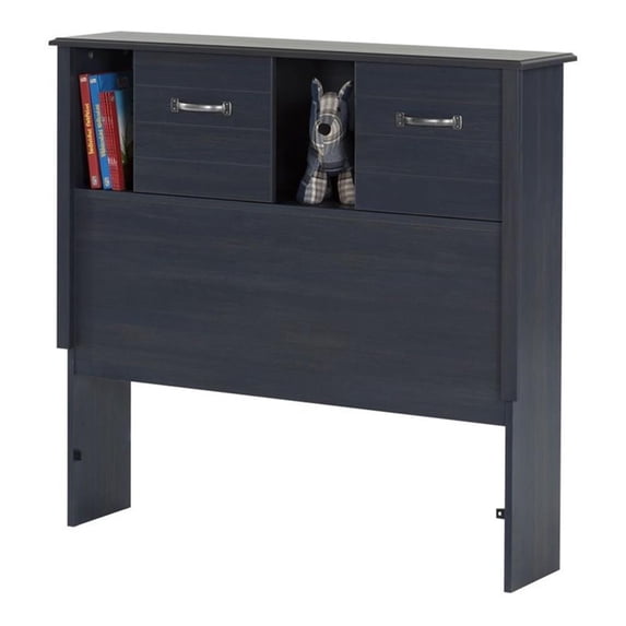 South Shore Ulysses Blueberry Bookcase Headboard with Sliding Doors, Multiple Sizes