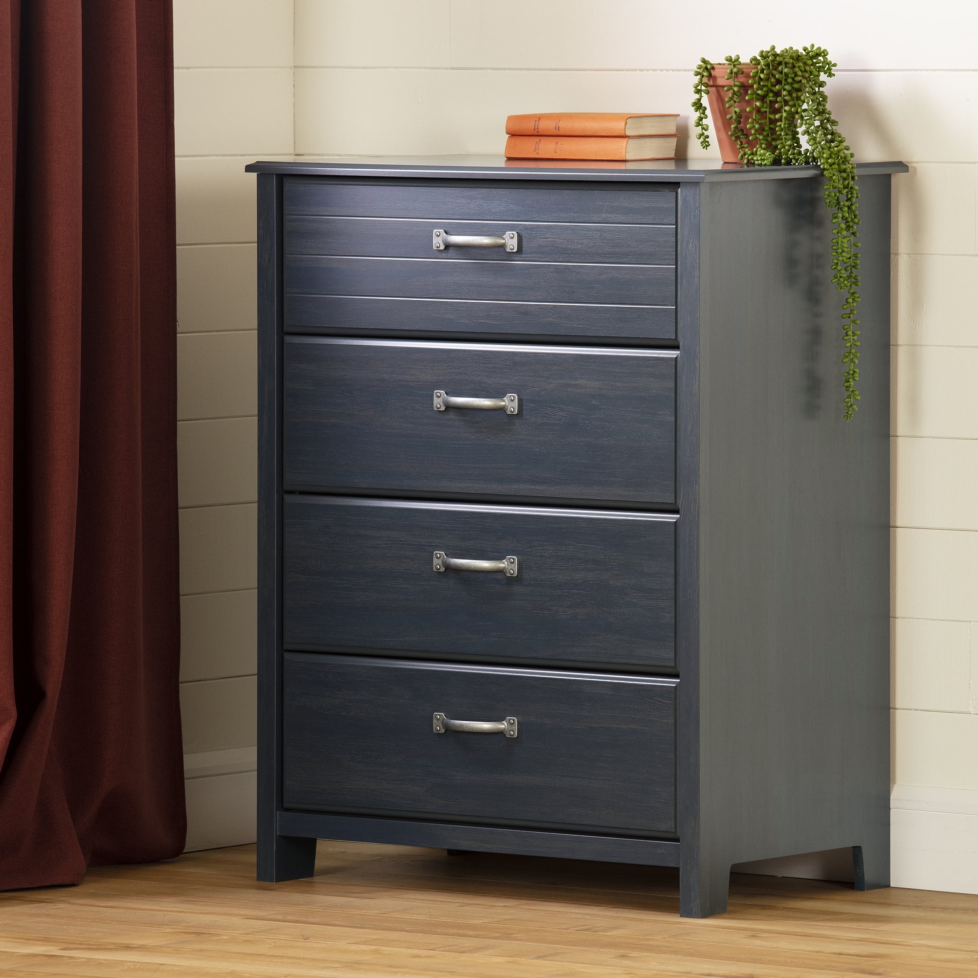 Blueberry Farmhouse 4-Drawer Chest with Soft Close