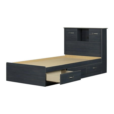 South Shore Ulysses, Traditional Twin Bed and Headboard Set, Blueberry