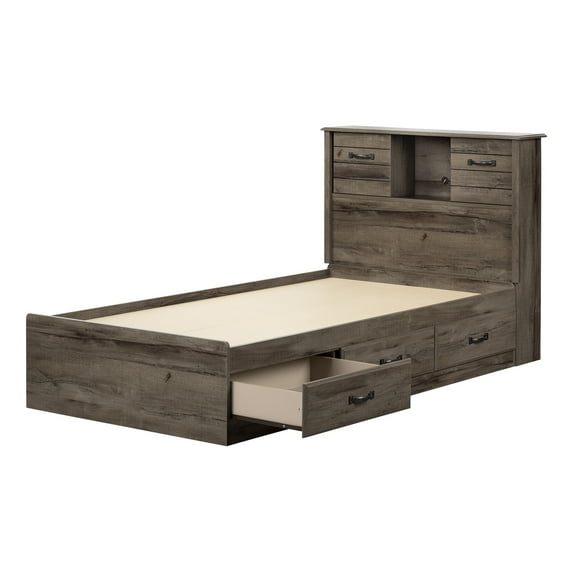 South Shore Ulysses, Traditional Twin Bed and Headboard Set, Fall Oak