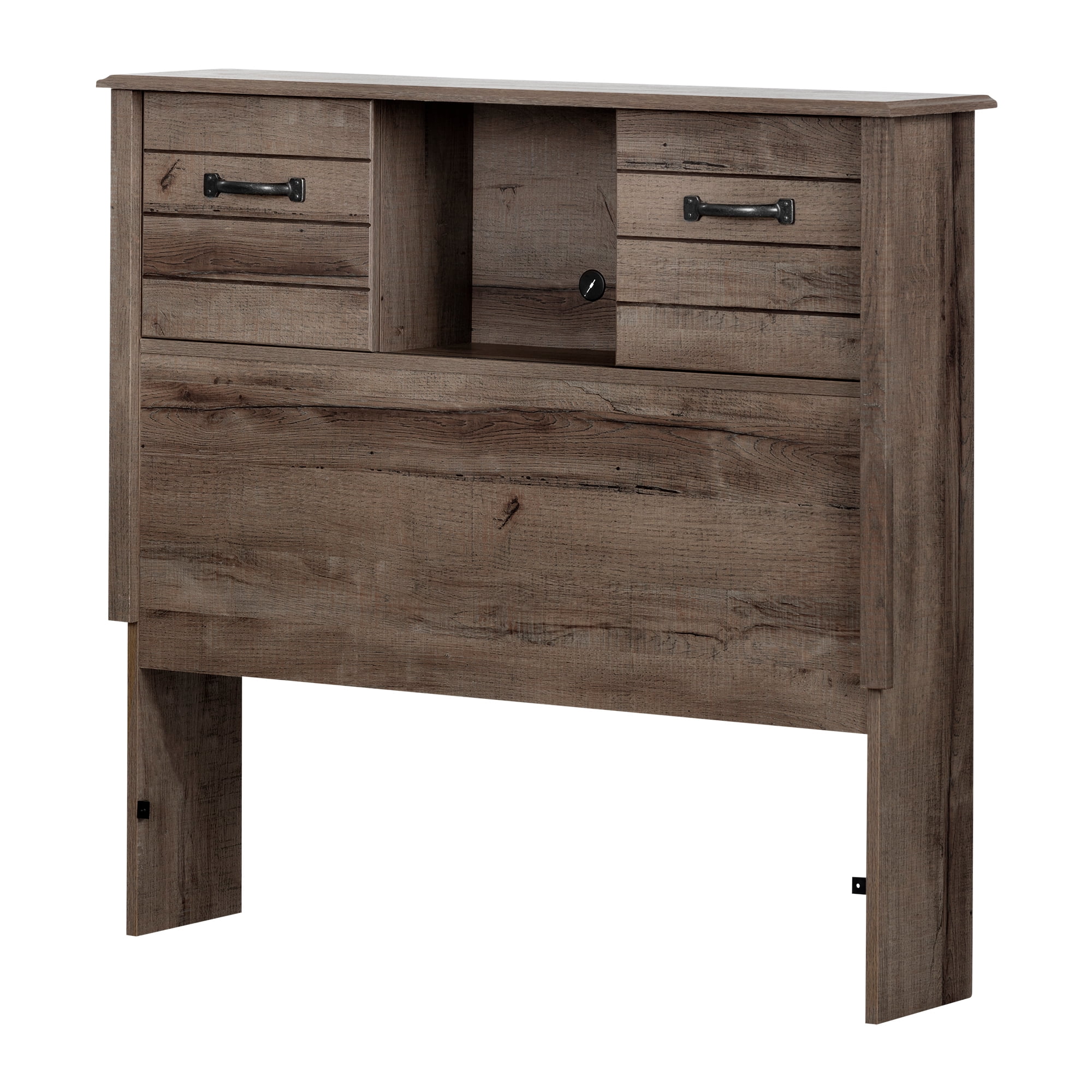 Fall Oak Twin Wood Bookcase Headboard with Storage