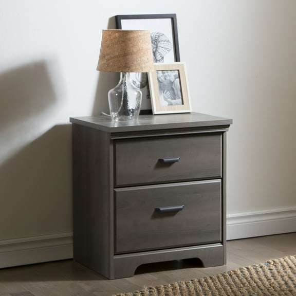 South Shore Versa 2 - Drawer Nightstand, Gray Maple