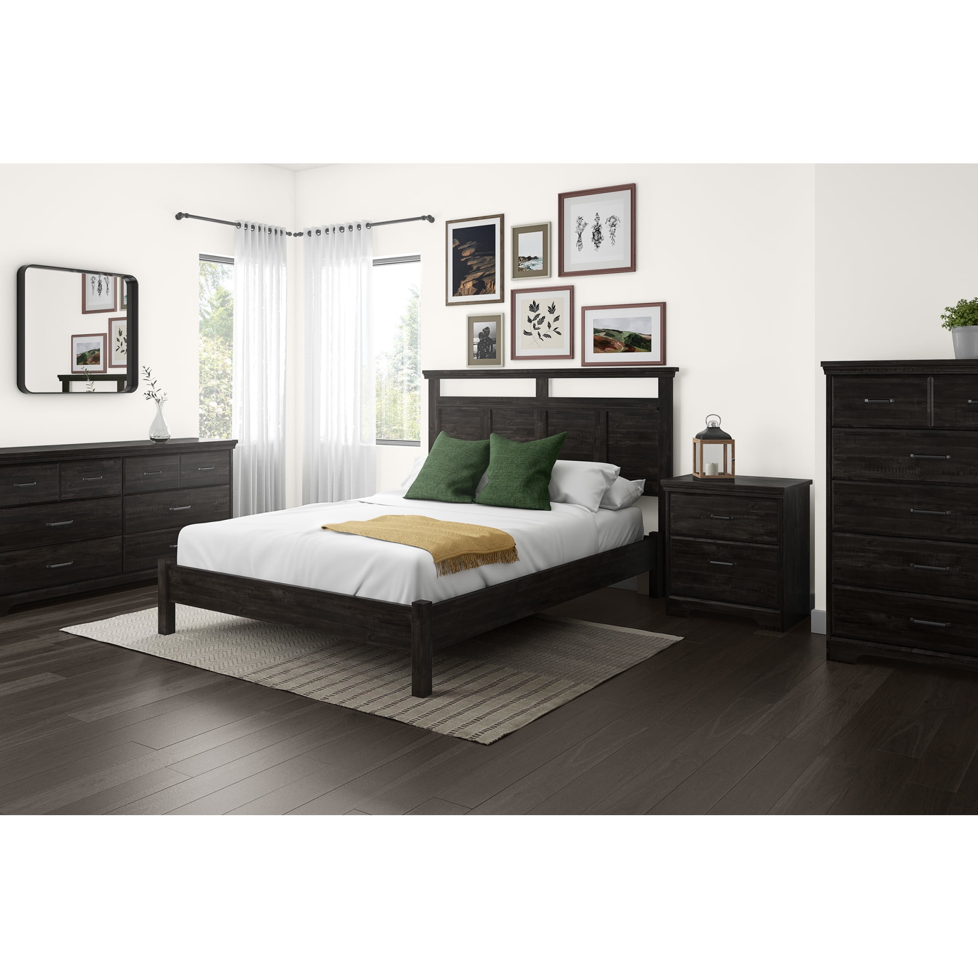 Cottage Charm Rubbed Black Double Nursery Dresser