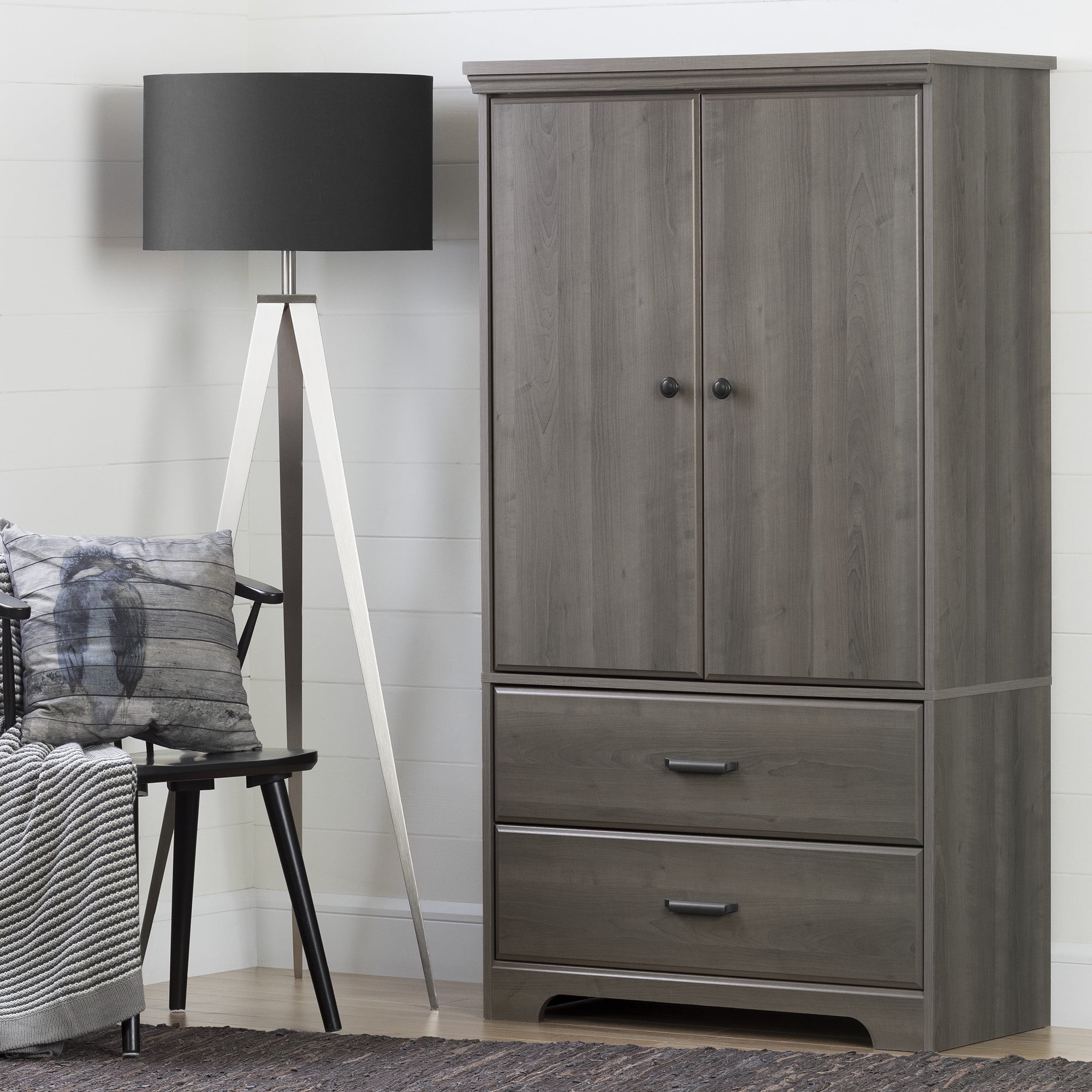 Versa Gray Maple 2-Door Armoire with Drawers