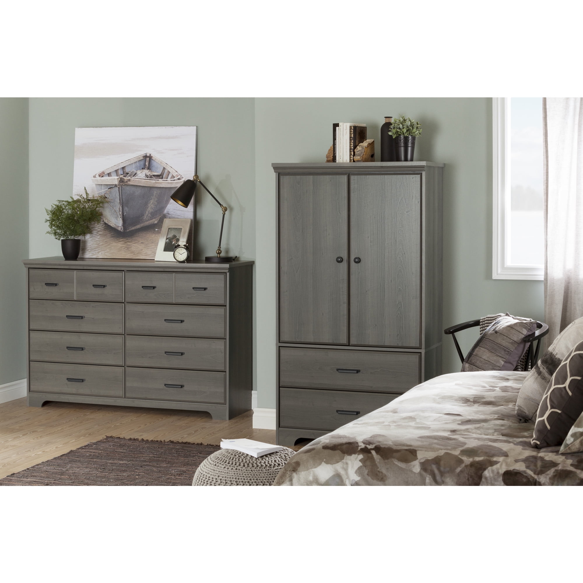 Versa Gray Maple 2-Door Armoire with Drawers