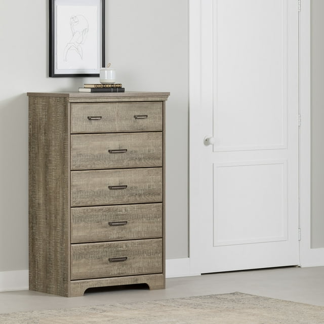 South Shore Versa Traditional 5Drawer Dresser, Weathered Oak, Assembly