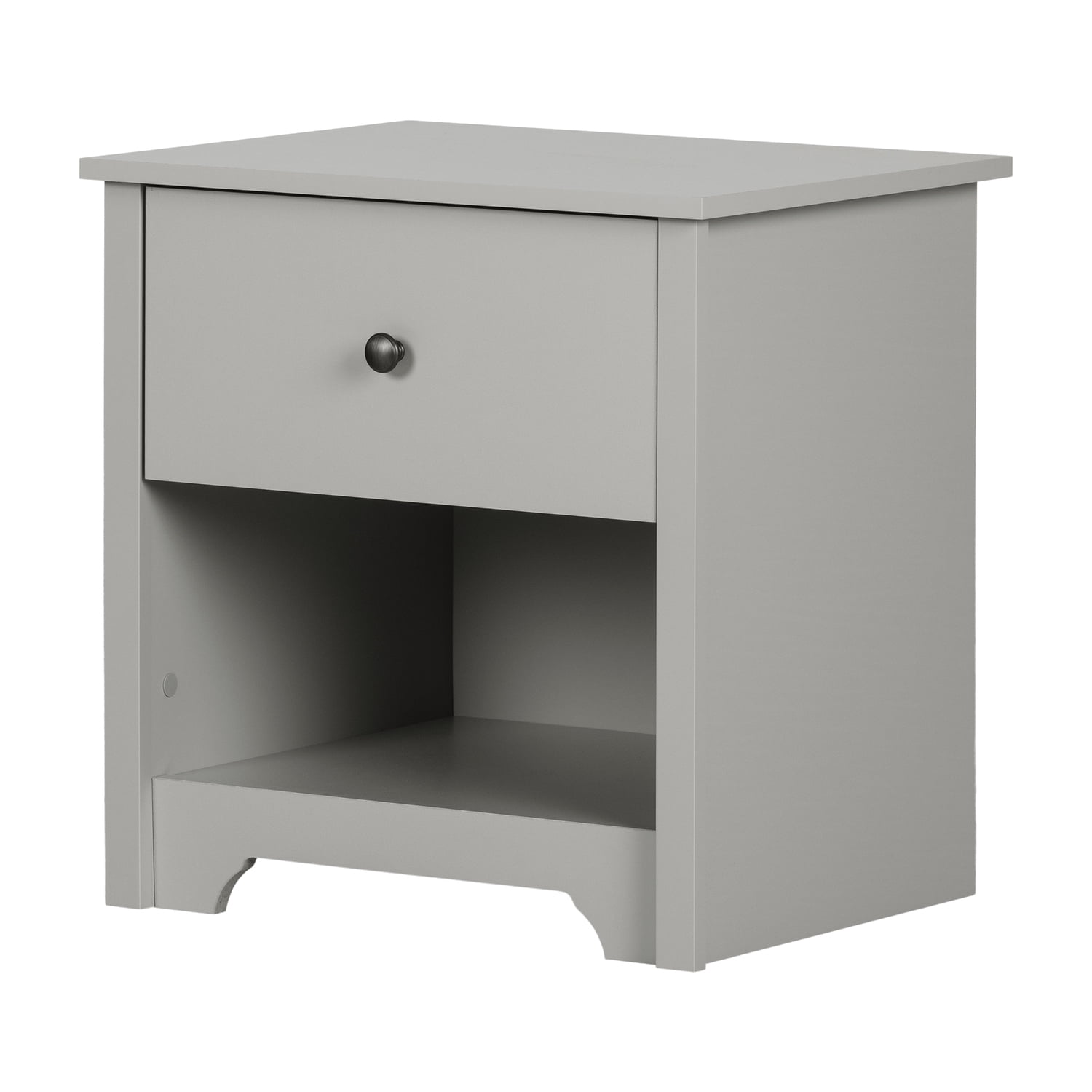Vito Soft Gray 1-Drawer Nightstand with Open Storage