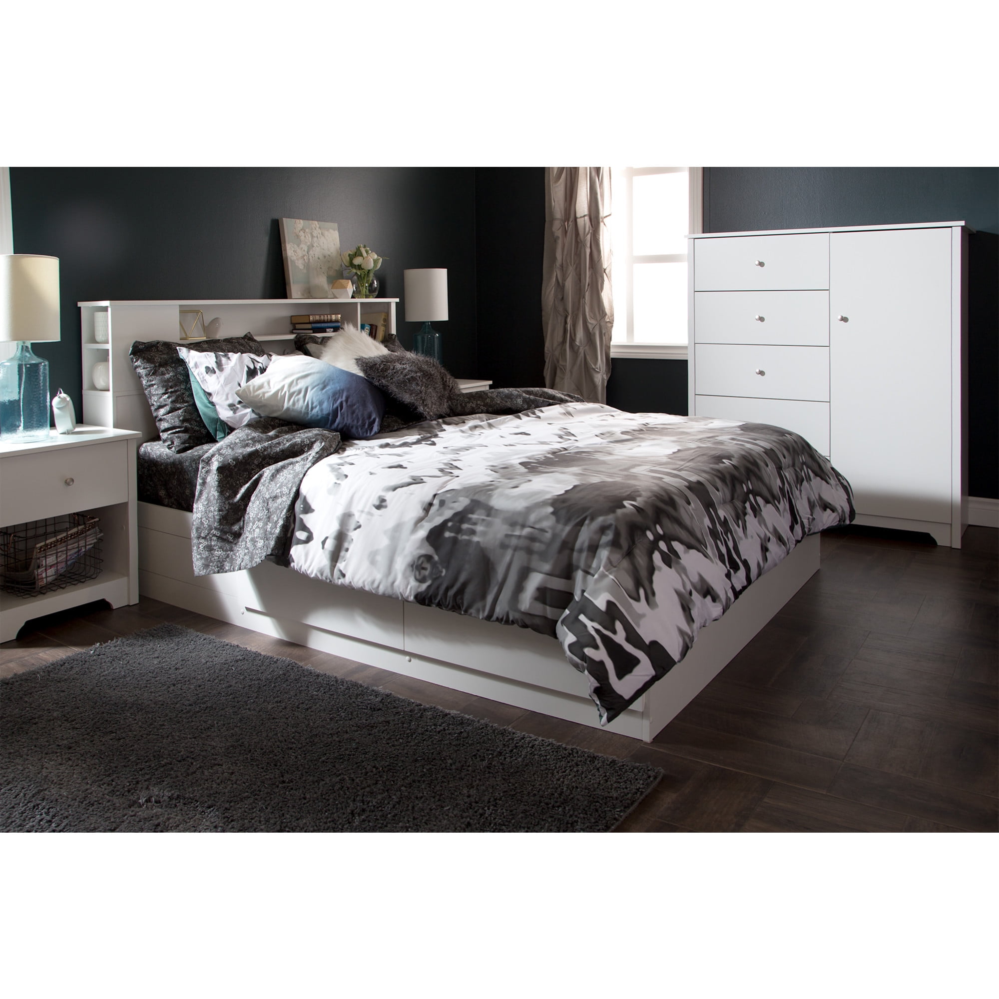 White Laminated Particleboard Contemporary Chest with 5 Drawers