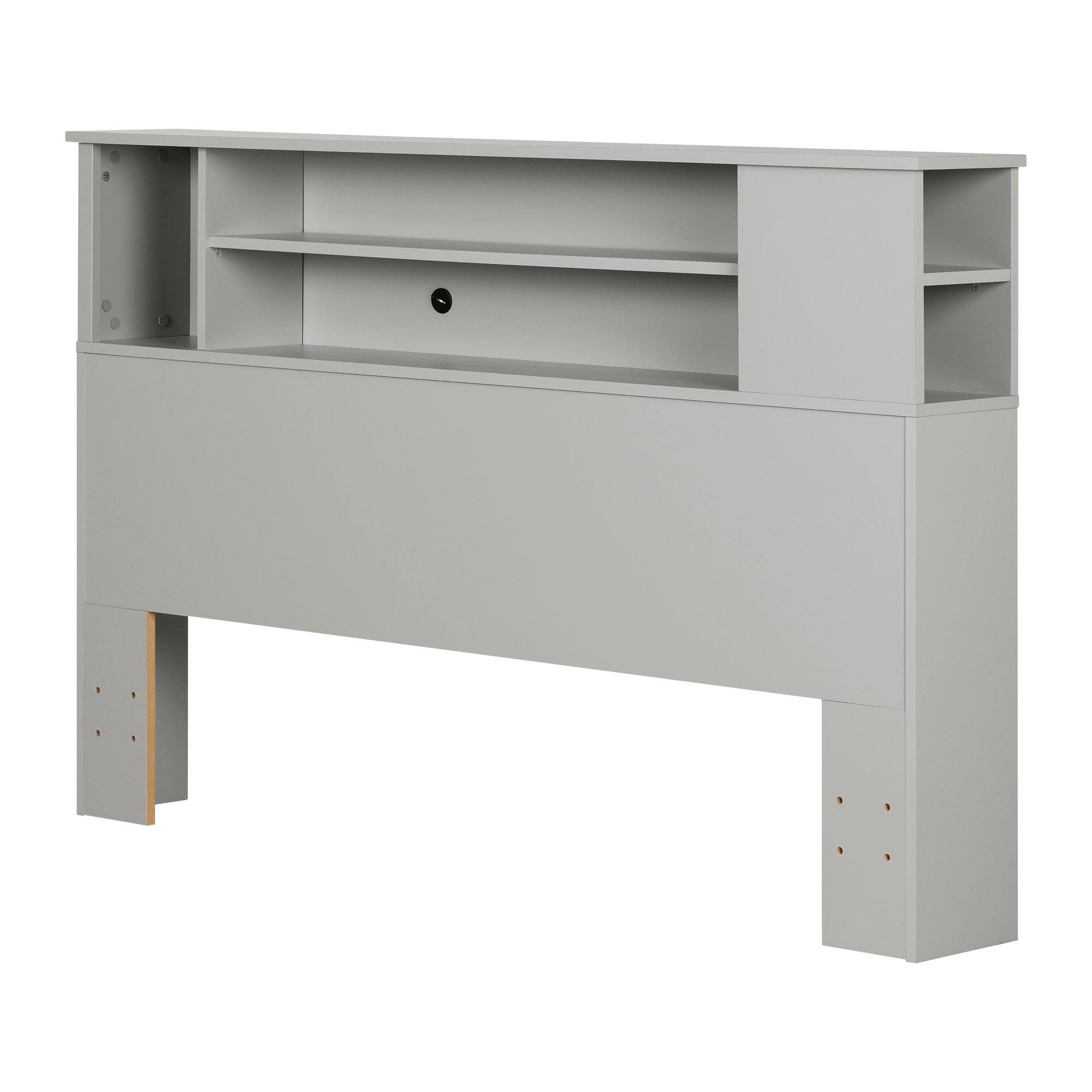 Gray Full Wood Bookcase Headboard with Storage