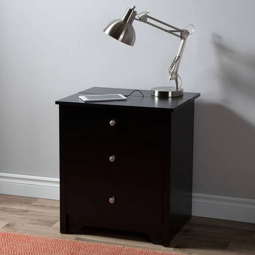 Black 2-Drawer Nightstand with Charging Station