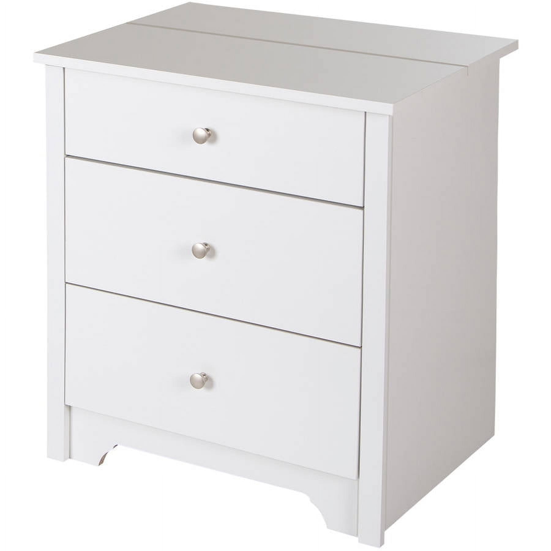 Pure White 2-Drawer Nightstand with Built-In Charging Station