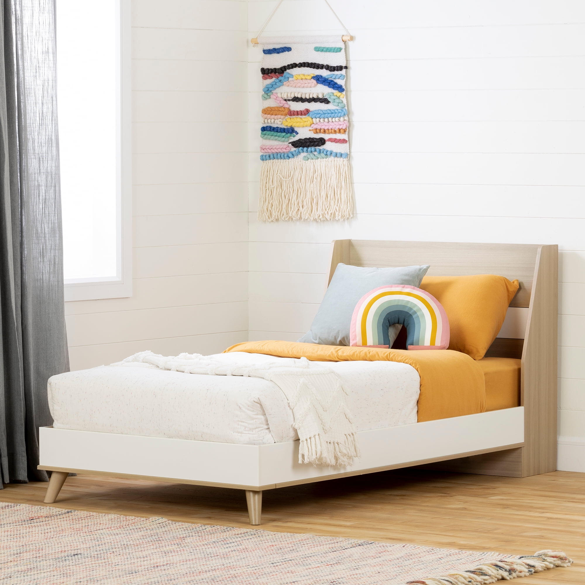 monster Voldoen logboek South Shore Yodi Twin Complete Bed, Soft Elm and White - Walmart.com