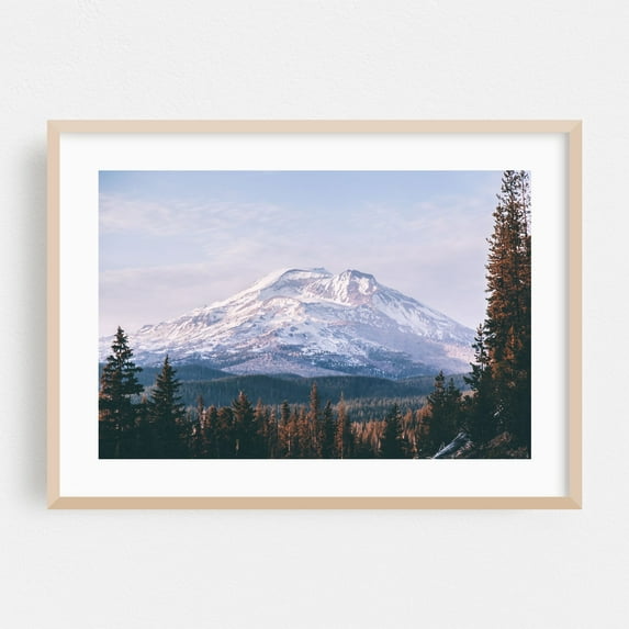 South Sister - Oregon Photography Mountain Snow Landscape Nature Scenic Wilderness Forest Oak Framed Wall Art Print 5 x 7 inches
