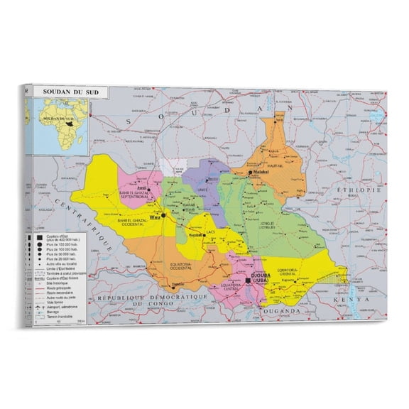 South-Su-dan Map Posters Posters Wall Art Painting Canvas Gift Living Room Prints Bedroom Decor Poster Artworks 16x24inch(40x60cm)