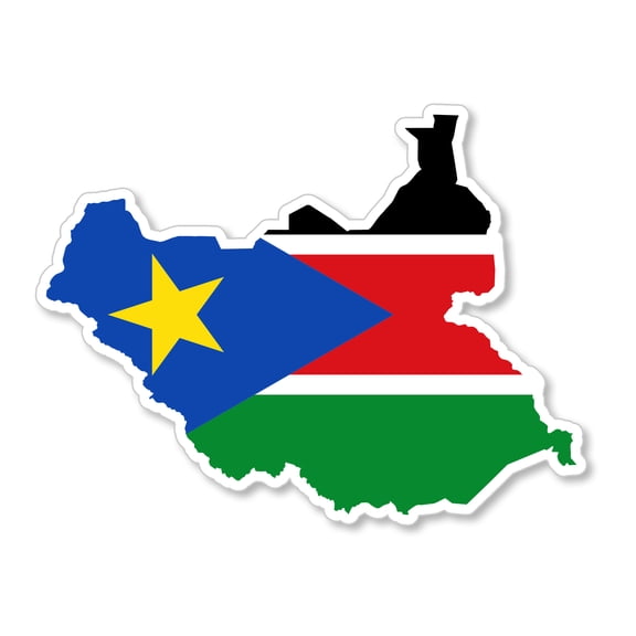 South Sudan World Country Flag Map Vinyl Sticker Decal 4" Inches