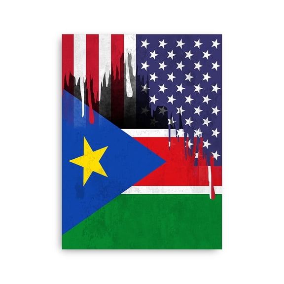 South Sudanese American Flag Wall Art Friendship USA South Sudan Roots Poster - 16x24 Inch Unframed