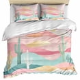 thumbnail image 1 of South West Boho Bedding 3 Piece Duvet Cover Set Full Size, Abstract Pink Gold Mountains Cactus Soft Microfiber Comforter Cover with Zipper Closure & Pillowcases, Wrinkle & FadeResistant Quilt Cover, 1 of 9