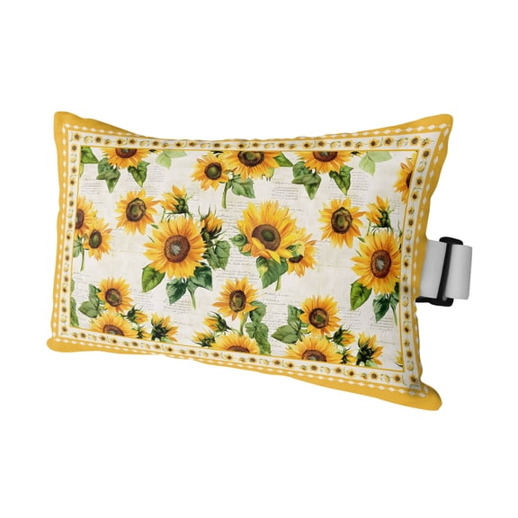 South West Sunflowers Outdoor Pillows for Chaise Lounge Chair Waterproof Lumbar Pillows with Insert&Strap Beach Headrest Pillow Spring Summer Yellow Flower Green Leaf Pillow for Patio Pool 11"x16"