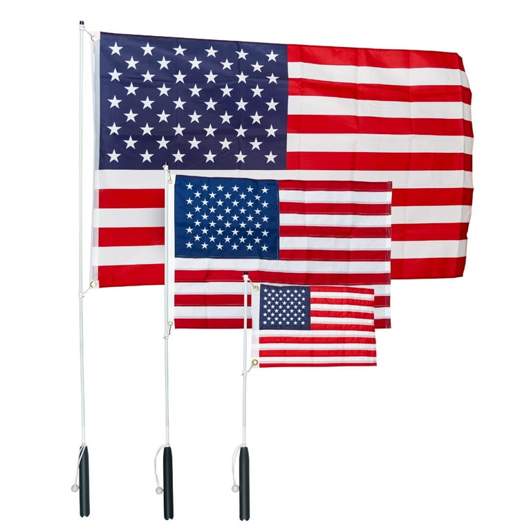 South Wind Designs Premium 36 Boat Rod Holder Flagpole with Rotating Flag  mounts and 12x18 Embroidered American Flag 