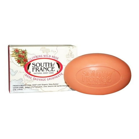 South of France Climbing Wild Rose French Milled Oval Bar Soap With Organic Shea Butter, 6 Oz, 6 Pack