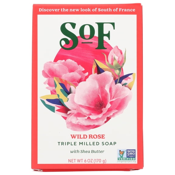 South of France Climbing Wild Rose French Milled Oval Bar Soap With Organic Shea Butter, 6 Oz