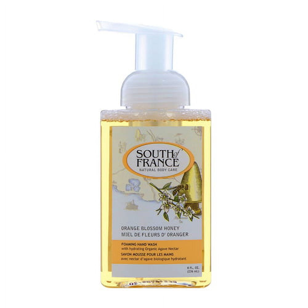 South of France Foaming Hand Wash With Hydrating Organic Agave Nectar Orange Blossom Honey, 8 Oz