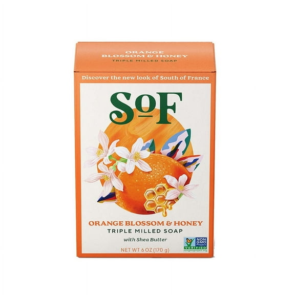 South of France French Milled Oval Soap Orange Blossom Honey 6 oz, 3-Pack