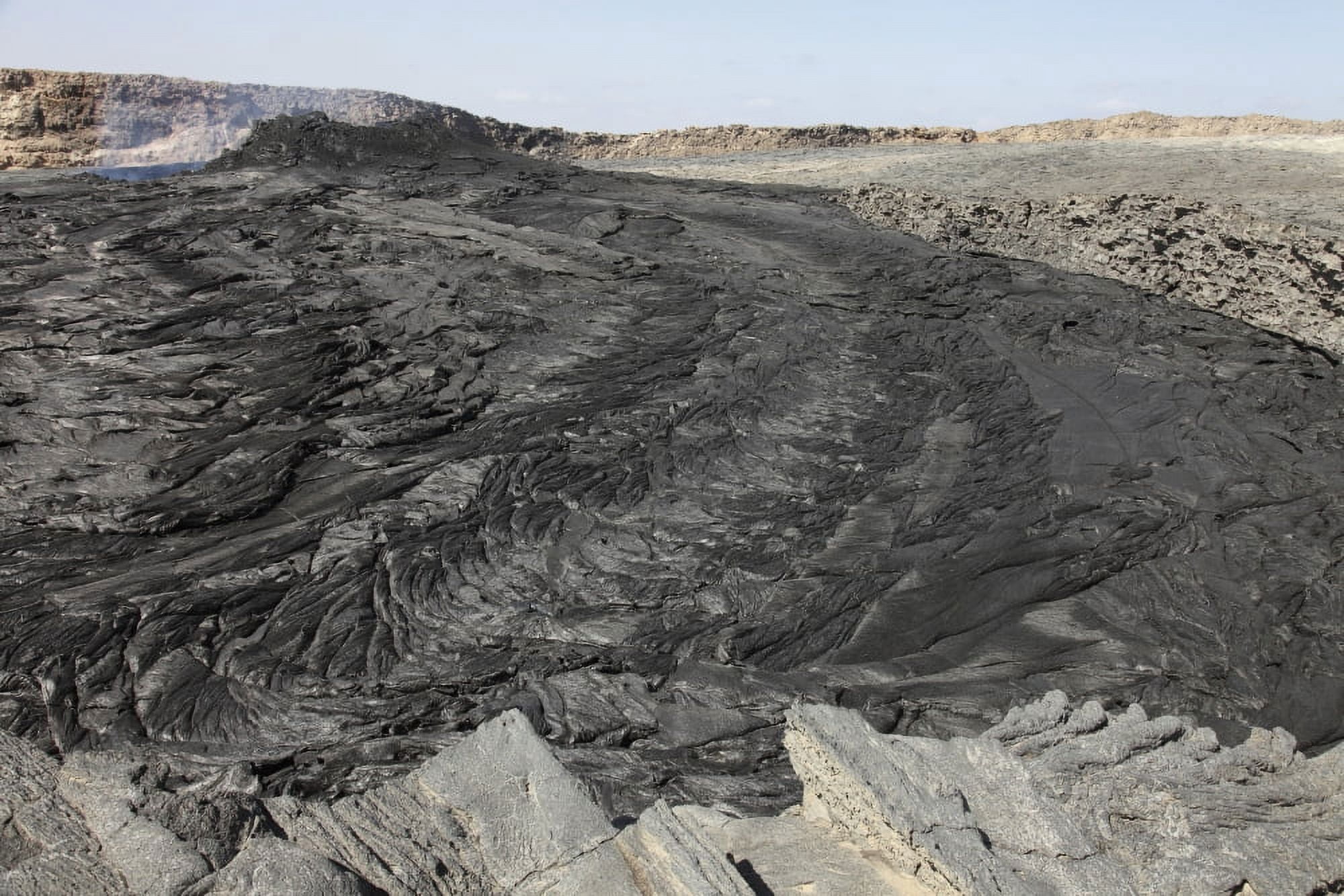 South pit crater filled by basaltic lava flows Erta Ale volcano Danakil Depression Ethiopia Canvas Art - Richard RoscoeStocktrek Images (18 x 12)