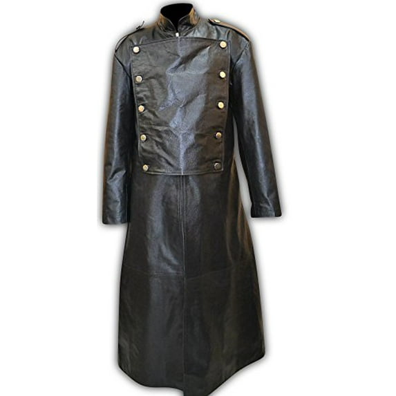 SouthBeachLeather Mens Leather Imperial Military Royal Trench Long Coat (3X-Large)