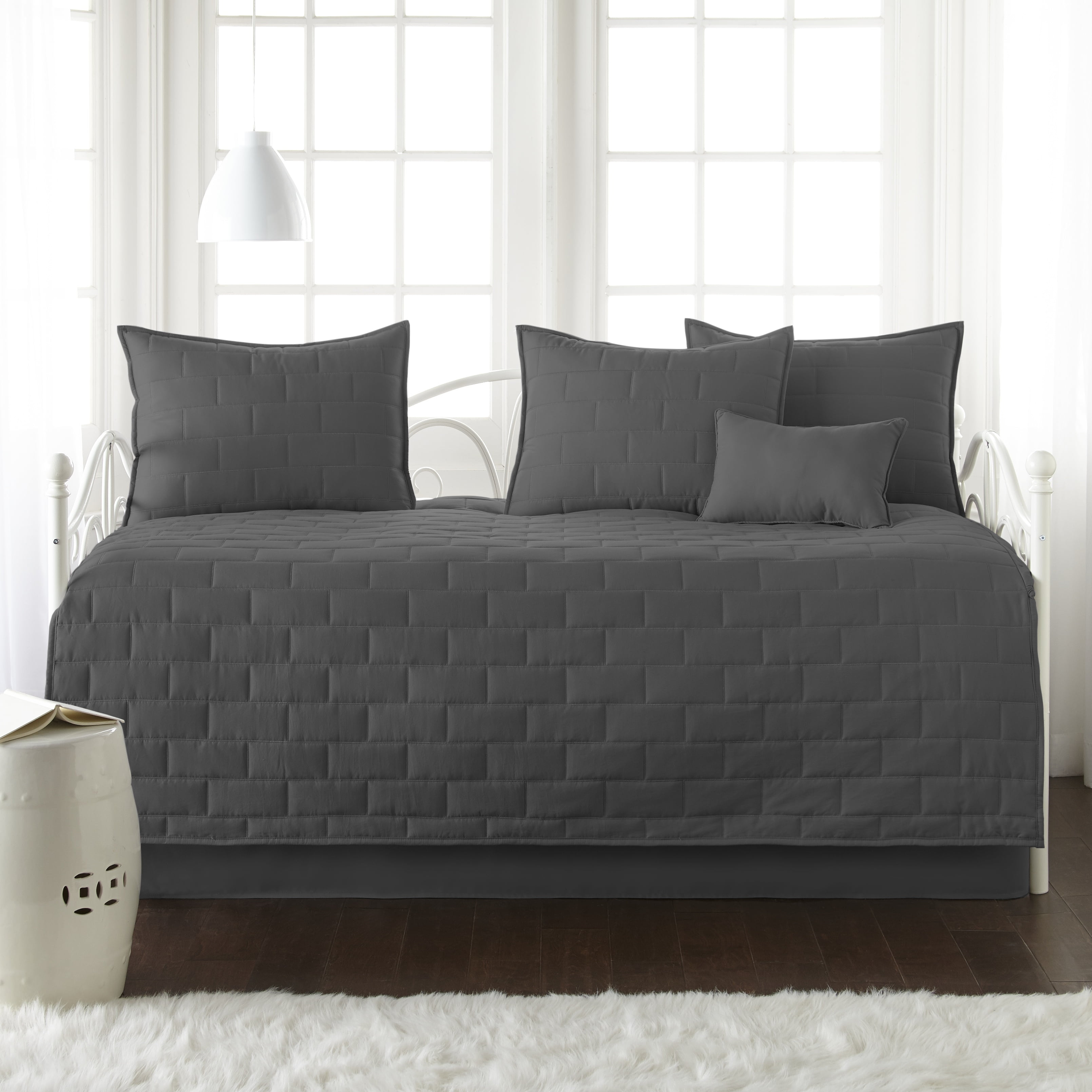 Vilano Slate Twin Microfiber 6-Piece Daybed Comforter Set