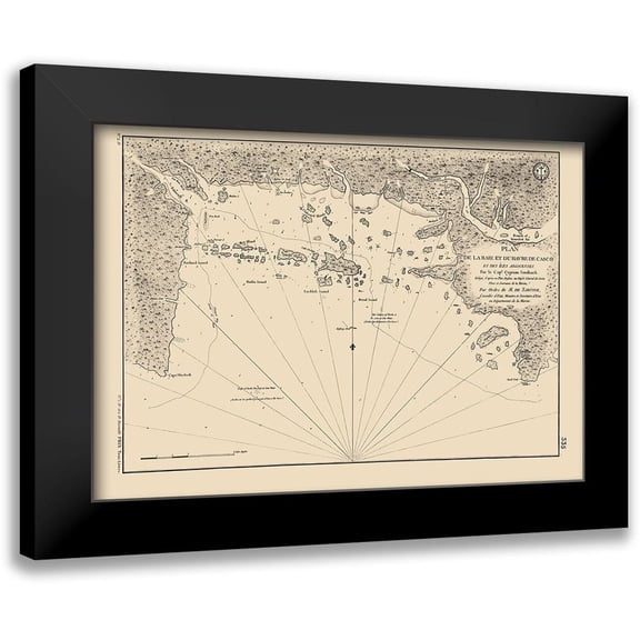 Southack 14x11 Black Modern Framed Museum Art Print Titled - Casco Bay - Southack 1779