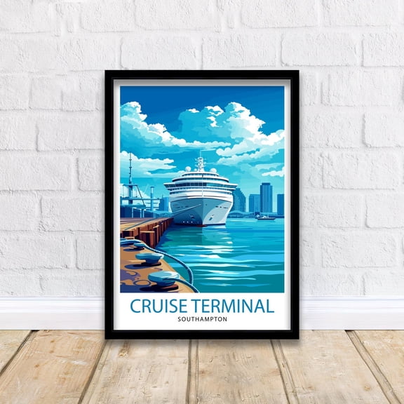 Southampton UK Print English Port City Art Southampton Docks Poster Hampshire Wall Decor British Maritime History Illustration Coastal Town, Poster Only