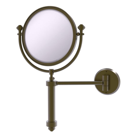 Southbeach Collection Wall Mounted Make-Up Mirror 8-in Diameter with 2X Magnification in Antique Brass