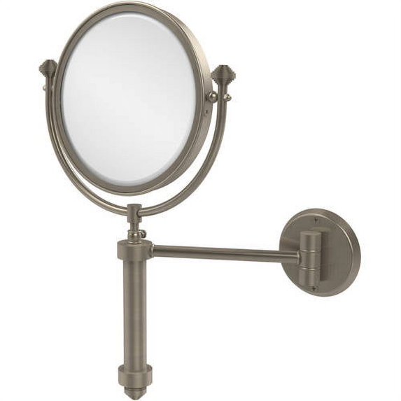 Southbeach Collection Wall Mounted Make-Up Mirror 8-in Diameter with 2X Magnification in Antique Pewter