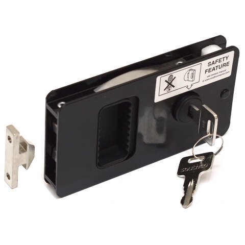 Southco Boat Flush Mount Sliding Door Latch | 1/2 Inch Black Aluminum