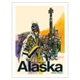 thumbnail image 1 of Southeast Alaska - Native Americans - Tribal Totem Poles - Alaska Airlines - Vintage Airline Travel Poster c.1974 - Fine Art Matte Paper Print (Unframed) 24x32in, 1 of 4