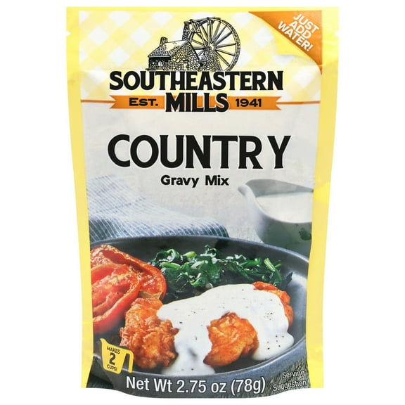 Southeastern Mills Country Gravy Mix, 2.75 oz Pouch – No Cholesterol, Easy to Prepare, Perfect for Biscuits, Mashed Potatoes & More