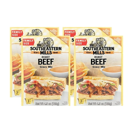 Southeastern Mills Gravy Mix, Roast Beef Gravy Mix, Custom Blend of Spices & Seasonings, Makes 3 Â½ Cups of Gravy, Just Add Water (4.5 Ounce (Pack of 4))