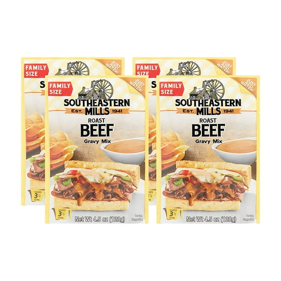 Southeastern Mills Gravy Mix, Roast Beef Gravy Mix, Custom Blend of Spices & Seasonings, Makes 3 Â½ Cups of Gravy, Just Add Water (4.5 Ounce (Pack of 4))