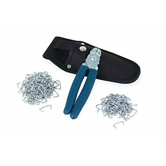 Southern 94 Hog Ring Pliers Straight and Galvanized with 200 Rings and Belt Case - 100 Small Rings and 100 Large Rings for Upholstery, Fencing, Sausage Casing, Cages, Railing and More